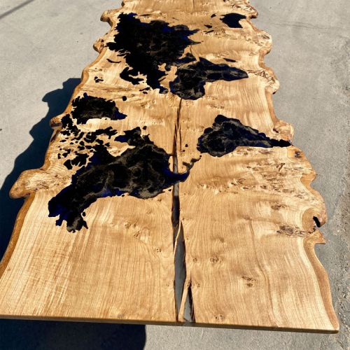 Burr Oak World Map Dining Table