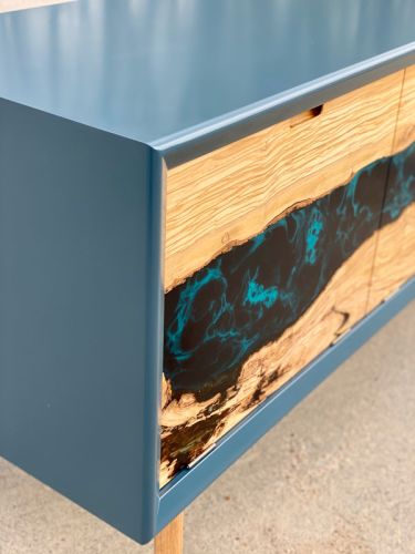 River Media Unit/Sideboard Olive & Galactic Blue