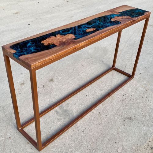 Elm & Glactic Blue River Console Table