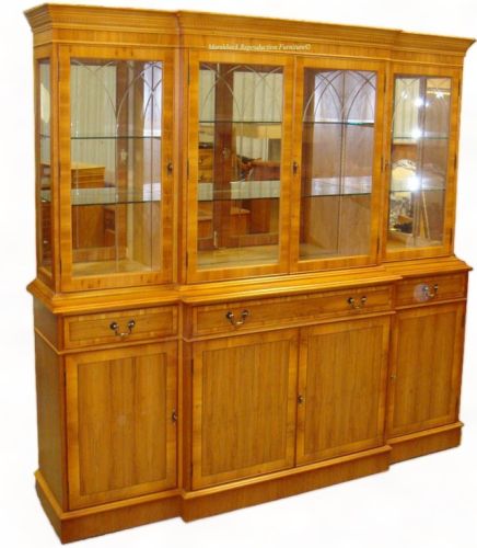 Antique Reproduction 72 Breakfront Regency Glazed Bookcase