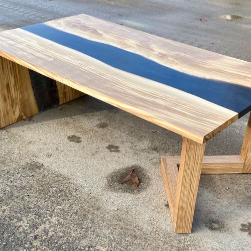 Olive & Black Resin River Coffee Table