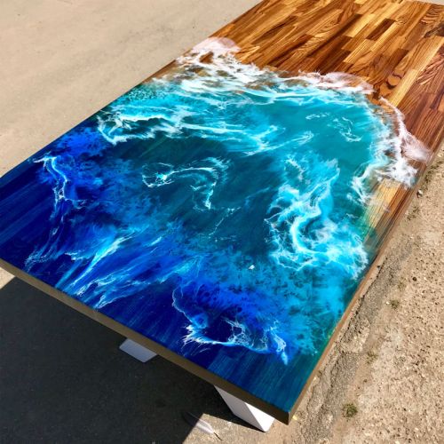 Ocean Resin & Zebrano Dining Table