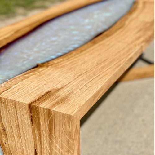 Oak Waterfall Coffee Table Ghost Blue