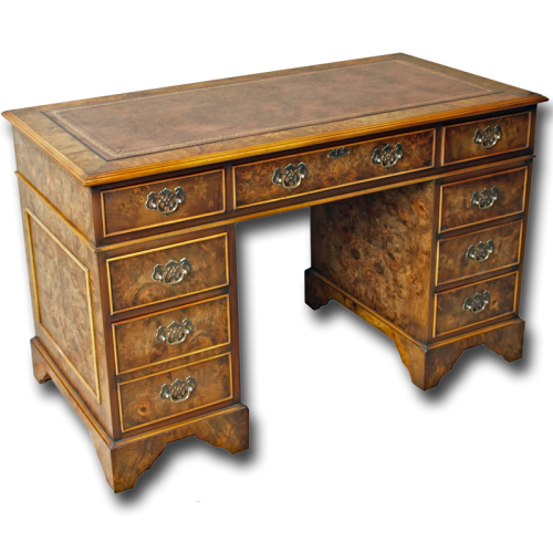 4' x 2' Regency Reproduction Pedestal Desk