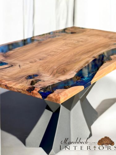 Ancient Elm & Multi Blue River Dining Table