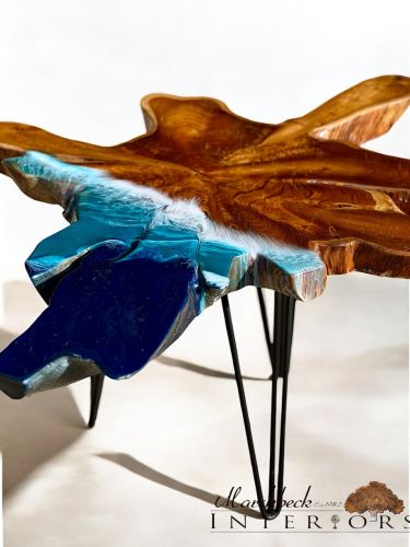 Teak & Resin Ocean Art Coffee Table