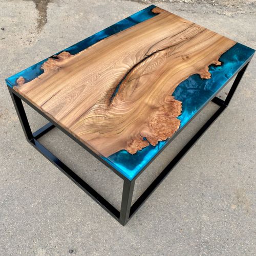 Single Slab Elm & Reef Blue Coffee Table