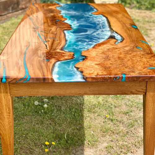 Burr Elm Ocean River Dining Table