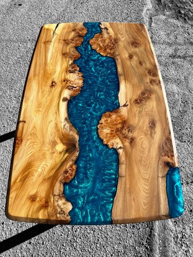 Burr Elm Sit/Stand Electric River Desk