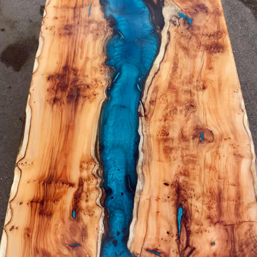 Yew Resin River Coffee Table with Shelf   (SOLD)