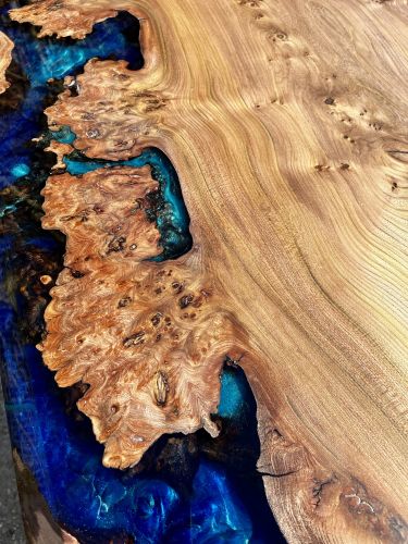 Ancient Elm & Multi Blue River Dining Table