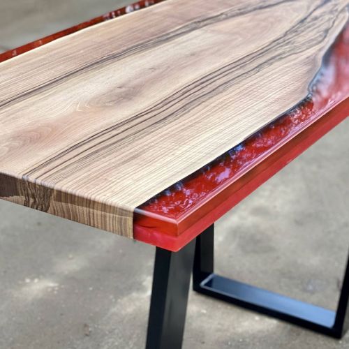 Walnut & Red Lava River Desk