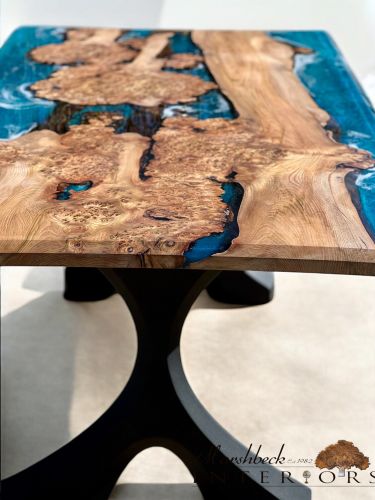 Wild Elm & Ocean Art River Dining Table