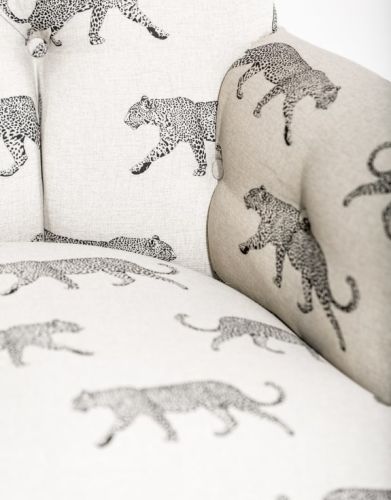 Black Leopard on Oatmeal Button-back Occasional Chair