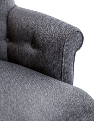 Pewter Herringbone Button-back Occasional Chair