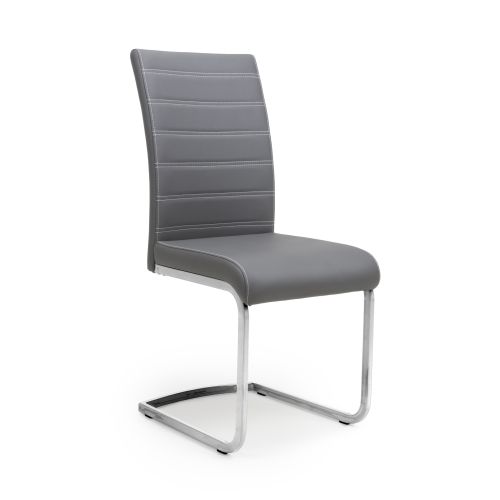 Callisto Dining Chair, Grey Leather Effect