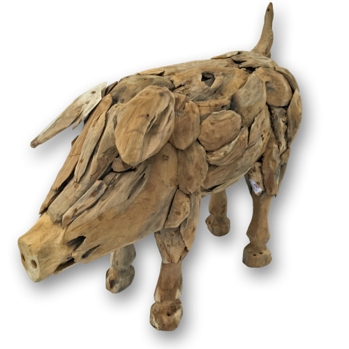 Teak Root Pig Sculpture