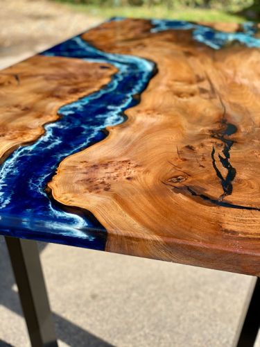 Elm Islands Dining Table Deep Sea Resin