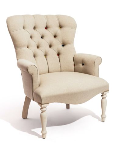 Linen with Smartie Button-back Occasional Chair