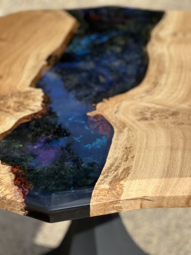 Oak & Galaxy Resin Dining Table