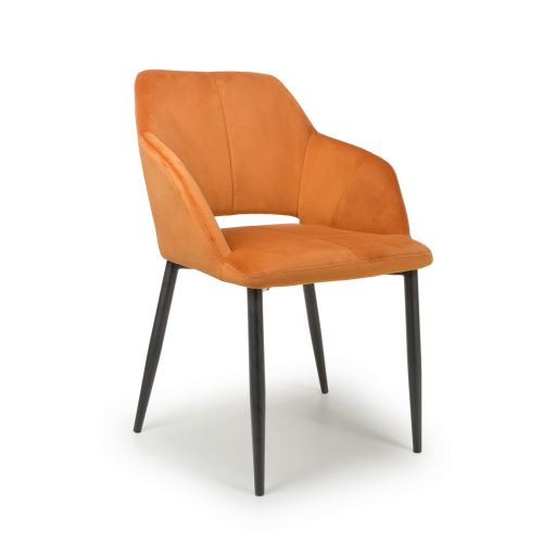 Nero Brushed Burnt Orange Velvet Dining Chair