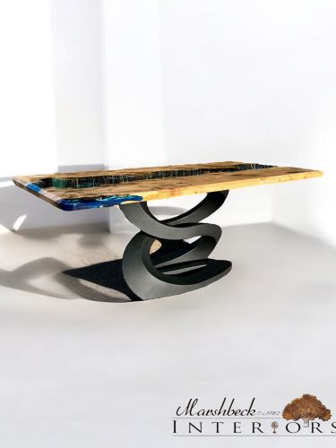 Oak & Deep Sea River Dining Table