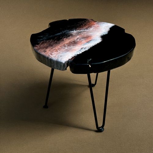 Teak & Resin Art Side Table Ltd Edition