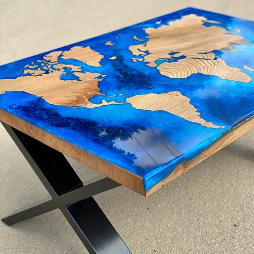 Elm & Resin World Map Coffee Table