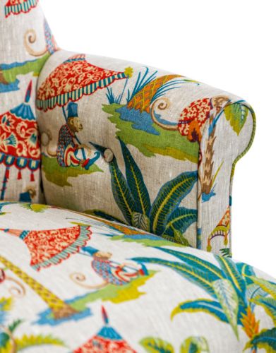 Exotic Monkey Parasol Button-back Occasional Chair
