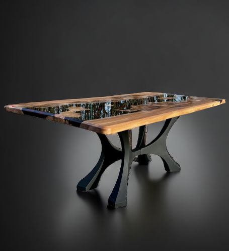 Burr Elm Magma Resin Dining Table