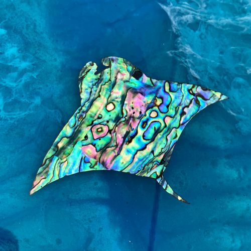 Manta Ray Family & Ocean Art River Coffee Table