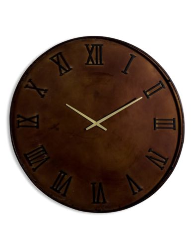 Antiqued Industrial Iron Wall Clock