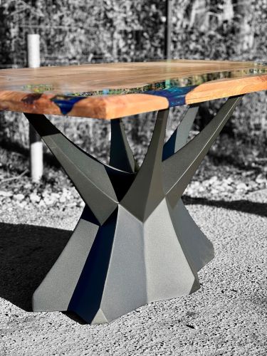 Ancient Elm & Multi Blue River Dining Table