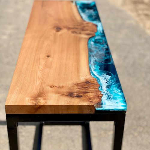 Deep Sea & Burr Elm River Console Table