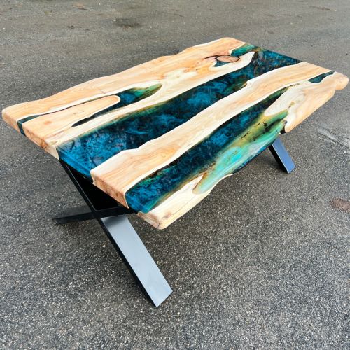 Yew Live Edge River Coffee Table