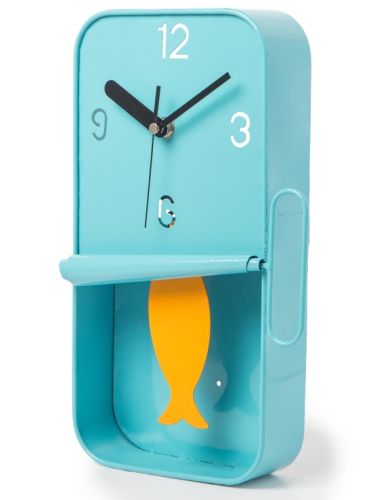 Metal Sardine Wall Clock, Blue