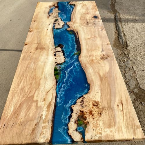 Burr Chestnut & Ocean Scene River Dining Table