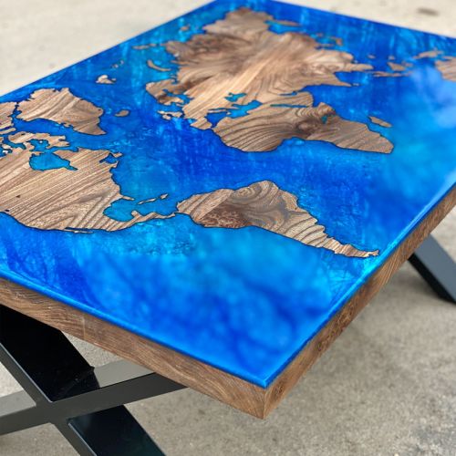 World Map Elm & Resin Coffee Table