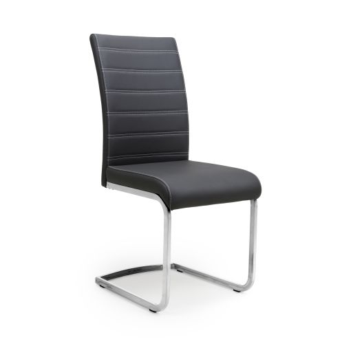 Callisto Dining Chair, Black Leather Effect