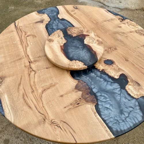 Burred Oak Circular River Table & Lazy Susan