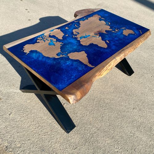 World Map Coffee Table Live Edge