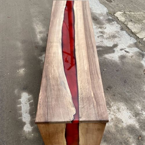 Walnut & Red Lava River Storage Bench