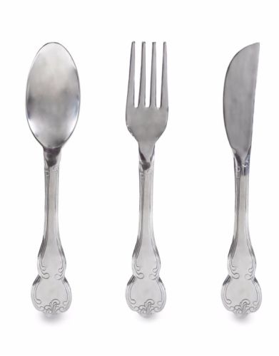 Polished Aluminium Knife, Fork & Spoon Wall Decor