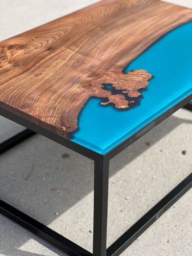 Burr Elm Frosted Blue Coffee Table