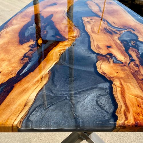 Yew Silver Resin River Dining Table
