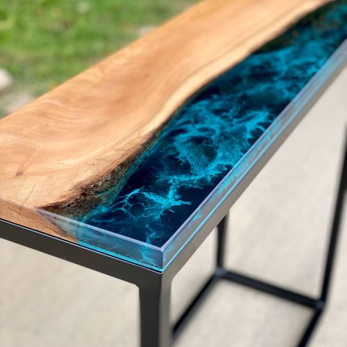 Galactic Burr Elm River Console Table 2