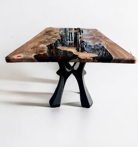 Burr Elm Magma Resin Dining Table