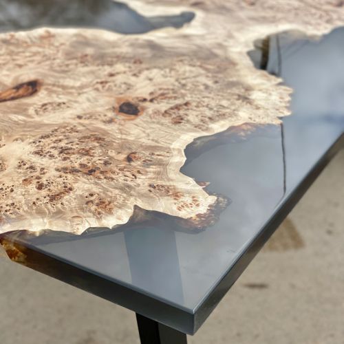 Mappa Burr & Smokey Grey Resin Table