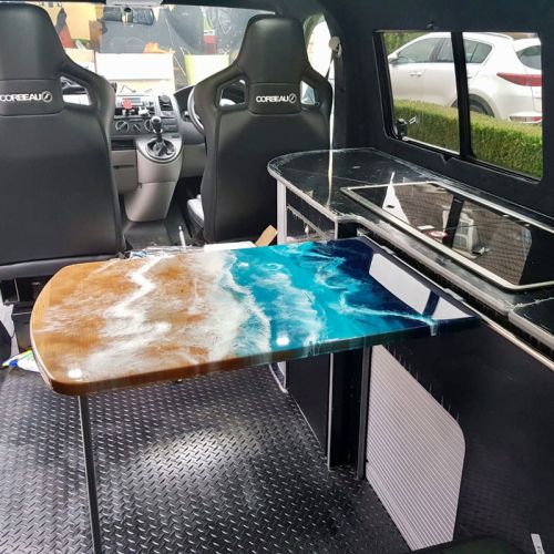 Campervan Resin & Cherry Ocean Table