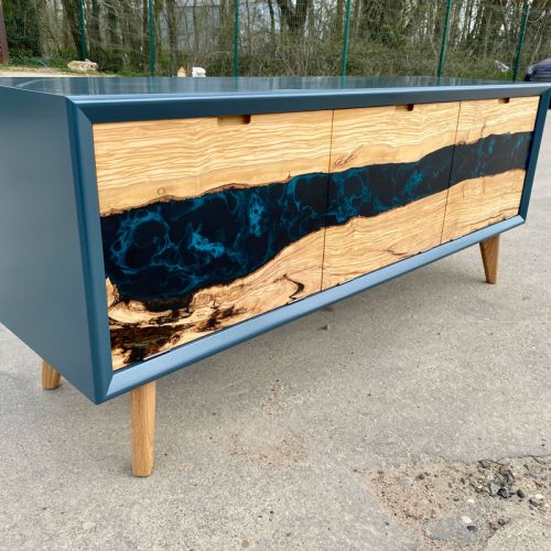 River Media Unit/Sideboard Olive & Galactic Blue